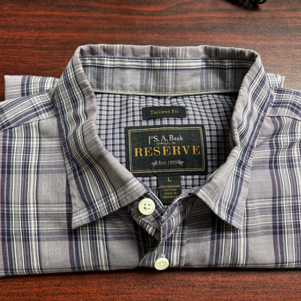 Jos. A. Bank Men's Purple Plaid Button Down Shirt